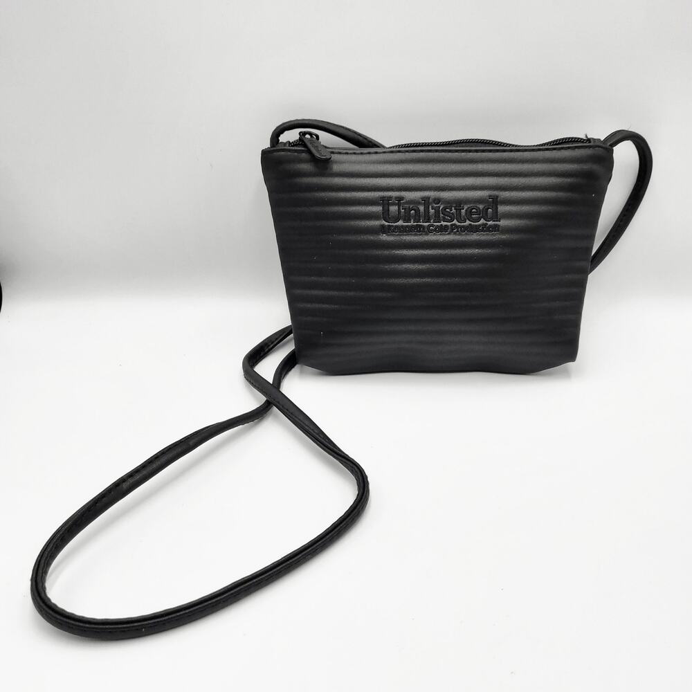 Y2K Unlisted a Kenneth Cole Production Black Ribbed Mini Crossbody Shoulder Bag